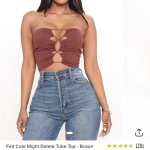 Fashion Nova Brown Cut-Out Tube Top